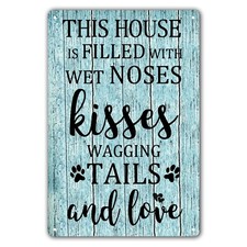 Funny Dog House Rules Tin Sign Dog Room Wall Decor Dogs Welcome Home Signs Th...
