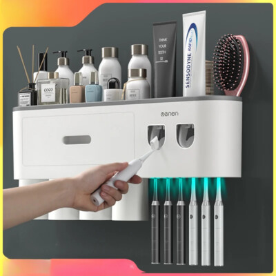 New Magnetic Adsorption Inverted Toothbrush Holder Automatic Toothpaste Squeezer