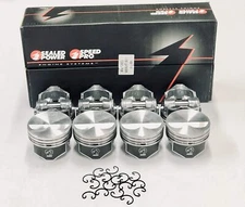 SPEED PRO Hypereutectic Coated Flat Top 2vr Pistons Set/8 Chevy 350 9.7:1 .040