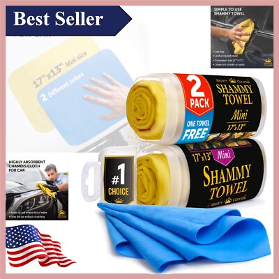 Premium Chamois Car Drying Towels 2pk + 1 Free - Super Absorbent & Scratch-Free