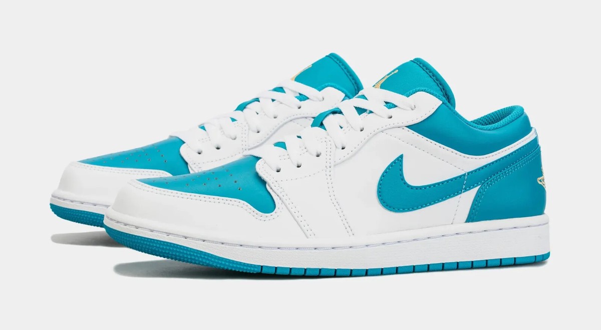 Nike Air Jordan 1 Low Shoes White Aquatone 553558-174 Men's