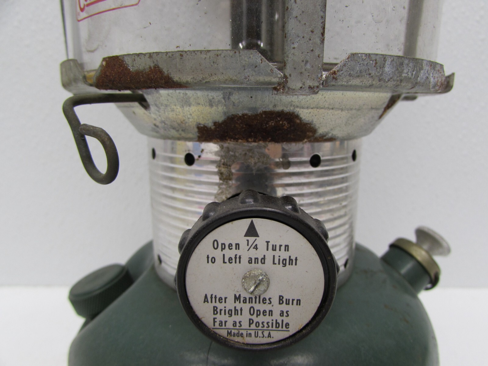 Vintage 1972 Double Mantle 220F Coleman Lantern Green Camping Made in USA