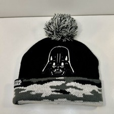 Disney Star Wars Darth Vader Camouflage Black Youth Boys Girls Knit Pom Hat Cap