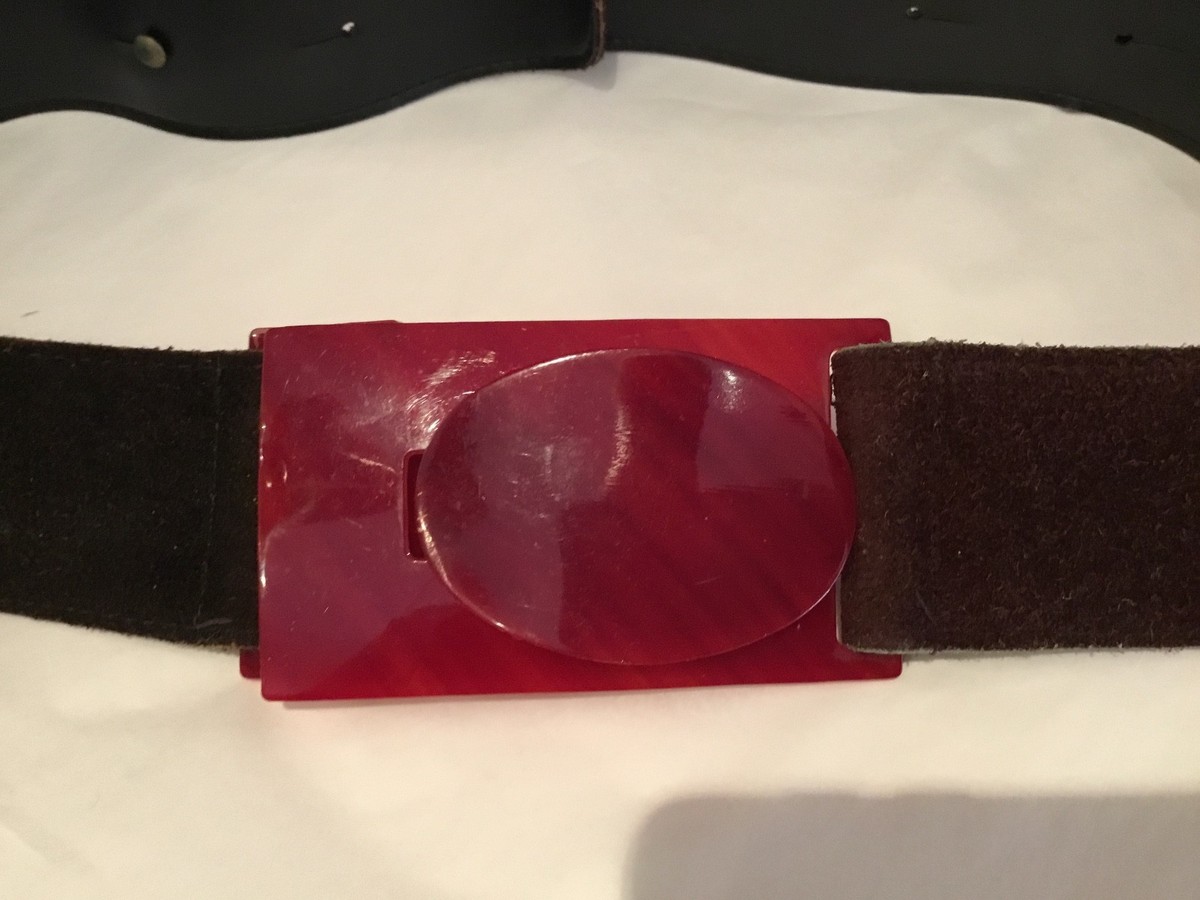 RARE VINTAGE INCREADABLE BAKELITE BELT BUCKLE WITH BELT NO RESERVE WOW - Main Image
