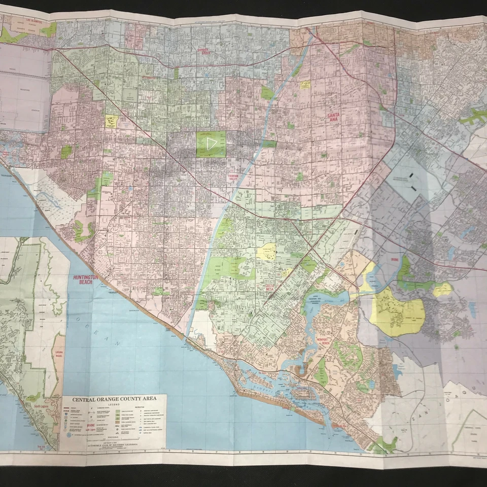 Central Orange Country Huntington Newport Beach AAA 1993 Street Travel Map - Image 3 of 4