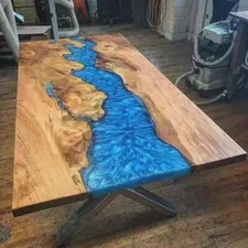 Blue Epoxy Resin Center Sofa Dining Table Top Living Room Kitchen Slab Furniture