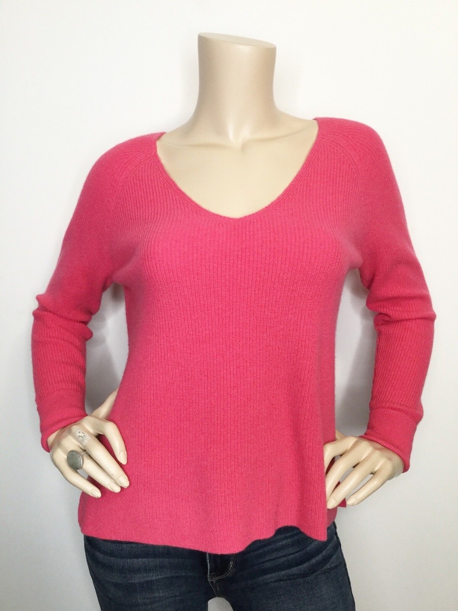 Sundance Petite XS Rowan V Neck 100% Cashmere V Neck Sweater Ribbed Raglan