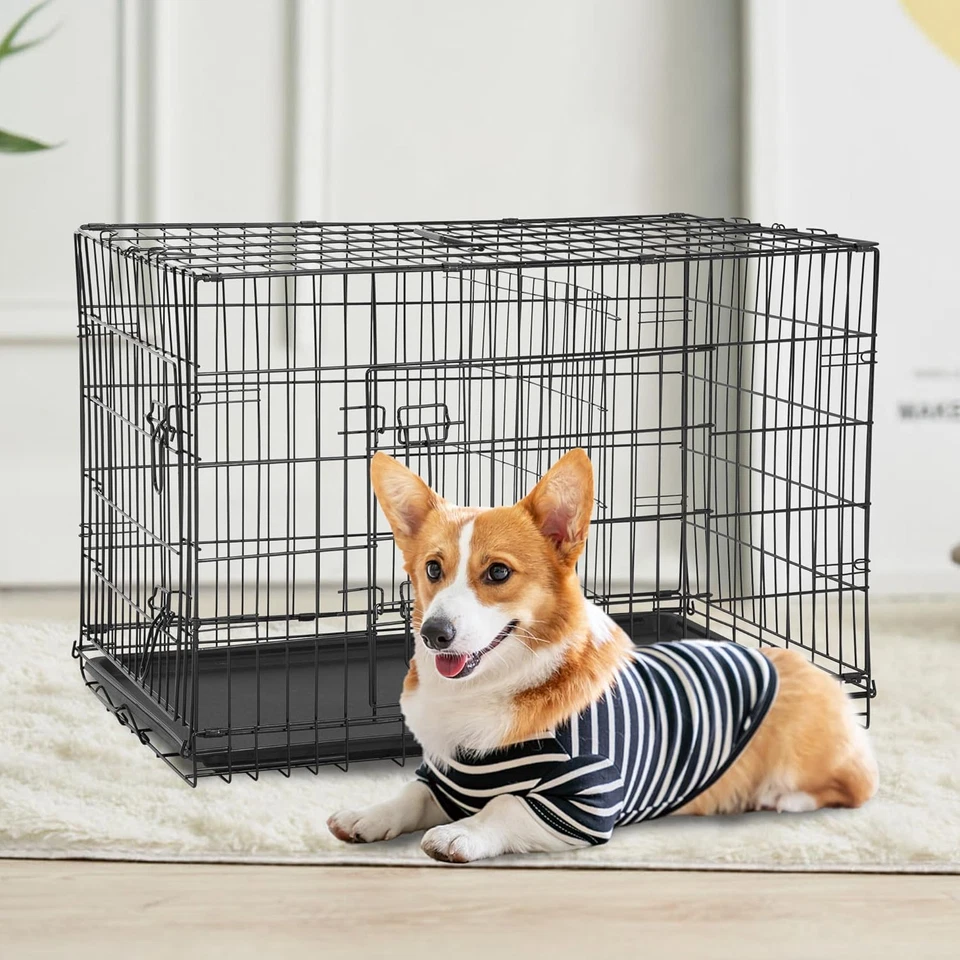 XL Dog Crate Dog Kennel Cage with Double Door,42 Inch Folding Metal Wire Dog Cag - Image 2 of 4