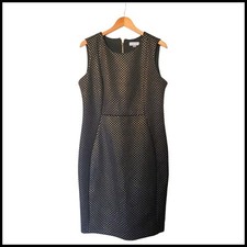 Calvin Klein Black Gold Embellished Sleeveless Sheath Dress Size 14