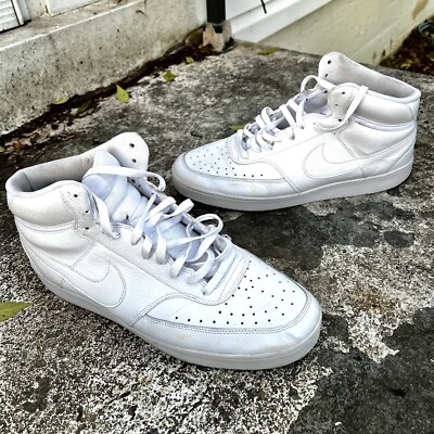 Court Vision Nike High Tops White Mens Nike Leather NIKE COURT VISION MID  High-top Sneakers