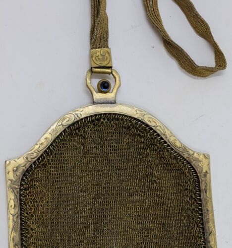 1920s Antique Flapper Purse Whiting & Davis Gold-tone Evening Handbag Ribbon - Picture 2 of 17