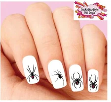 Waterslide Nail Decals Art Set of 20 -  Black Widow Spider Assorted