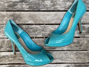 teal open toe heels