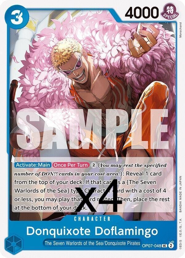 4X One Piece Card Game Donquixote Doflamingo OP07-048 Uncommon NM