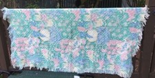 Waffle Weave Cotton Throw Flower Garden Pastel Blanket Fringe Cottage Farmhouse