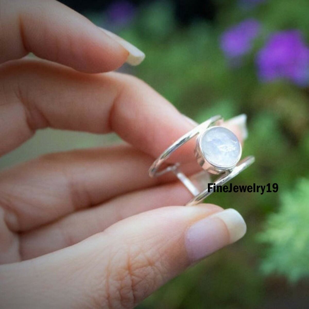 Rainbow Moonstone Ring 925 Sterling Silver Band Ring Rainbow Moonstone Ring 925 Sterling Silver Band Ring