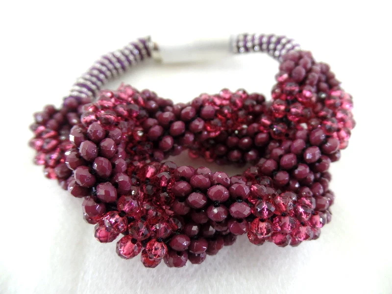 Fashion Jewelry Armband Bordeaux Modeschmuck Magnetverschluss Perlen Knoten - Bild 2 von 4