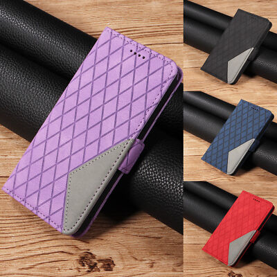 Splicing Grid Leather Wallet Cover Case For Motorola G54 G85 G34 G24 E14 G32 G04