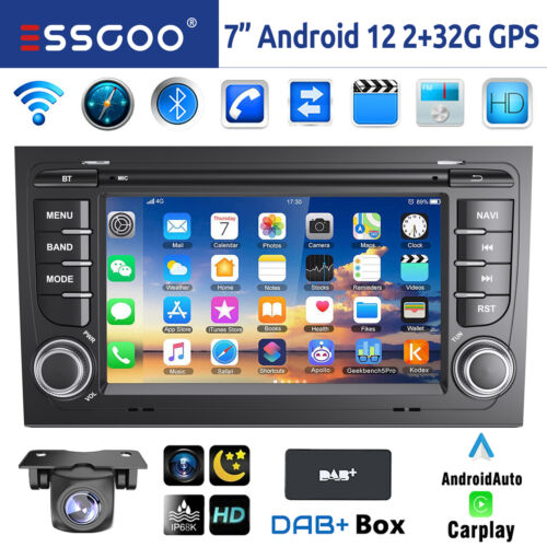 For Audi A4 S4 RS4 B6 B7 DAB + Carplay Android 12 Car Stereo GPS Navi RDS + Camera - Picture 1 of 13