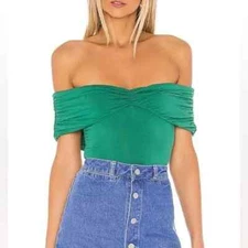 Lovers and Friends Lilia Off The Shoulder Green Bodysuit Medium NEW