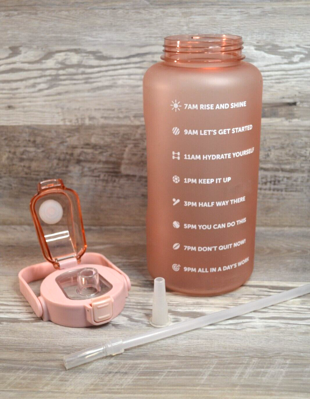 96 oz Water Bottle w/ Straw Gym Training Fitness Jug Motivat