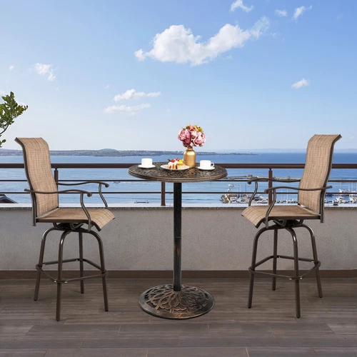 NEW Outdoor Bistro Pub Table Round Patio Bar Height Cocktail Table, Bronze - Bild 4 von 9