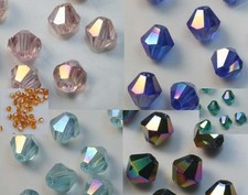 4MM Bicone AB or Round Reg Faceted Glass Beads 17 Brilliant COLORS 98-100 pcs