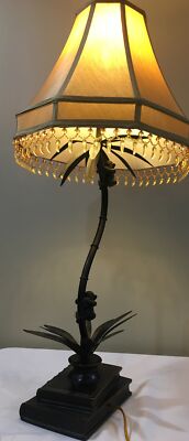 Vintage Maitland Smith STYLE Bronze Lamp Monkeys Climbing Palm