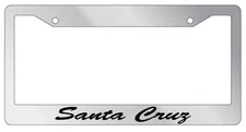 Chrome METAL License Plate Frame Santa Cruz Cursive Auto Accessory 2657