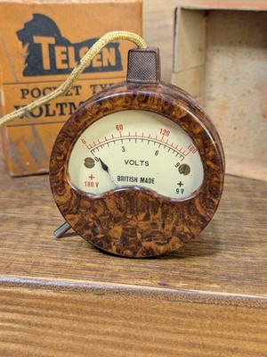 Vintage 30er Jahre TELSEN Taschenvoltmeter 2-Range 9V 180V Bakelit in OVP