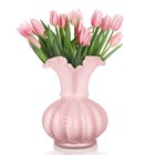 Handmade Pink Glass Flower Vase,7.9" Vintage Decorative Urn Vase for Centrepi...