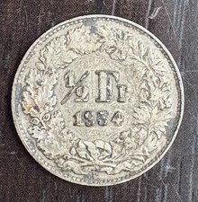 CONFEDERAZIONE SVIZZERA - 1/2 FRANCO 1934 B BERNA