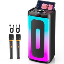 Karaoke Machine, Portable Bluetooth 5.3 Karaoke Speaker with 2 Wireless Micro...