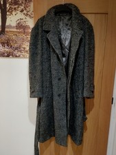 Raglan Sleeve Balmacaan Fuzzy Tweed Belted Overcoat Size 42-44R