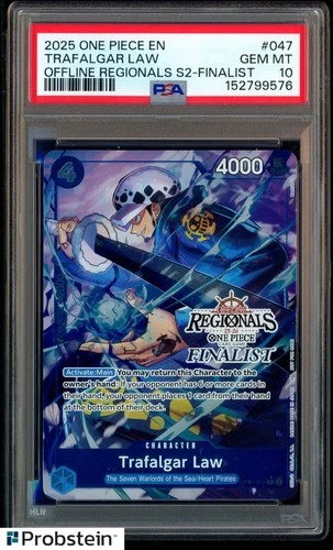 2025 ONE PIECE OFFLINE REGIONALS FINALIST OP07-047 TRAFALGAR LAW PROMO PSA 10