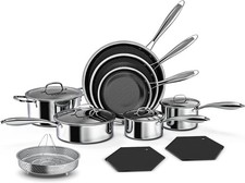 Set di pentole esagonali ibride antiaderenti 14 pezzi - sicure per induzione e forno, senza PFOA