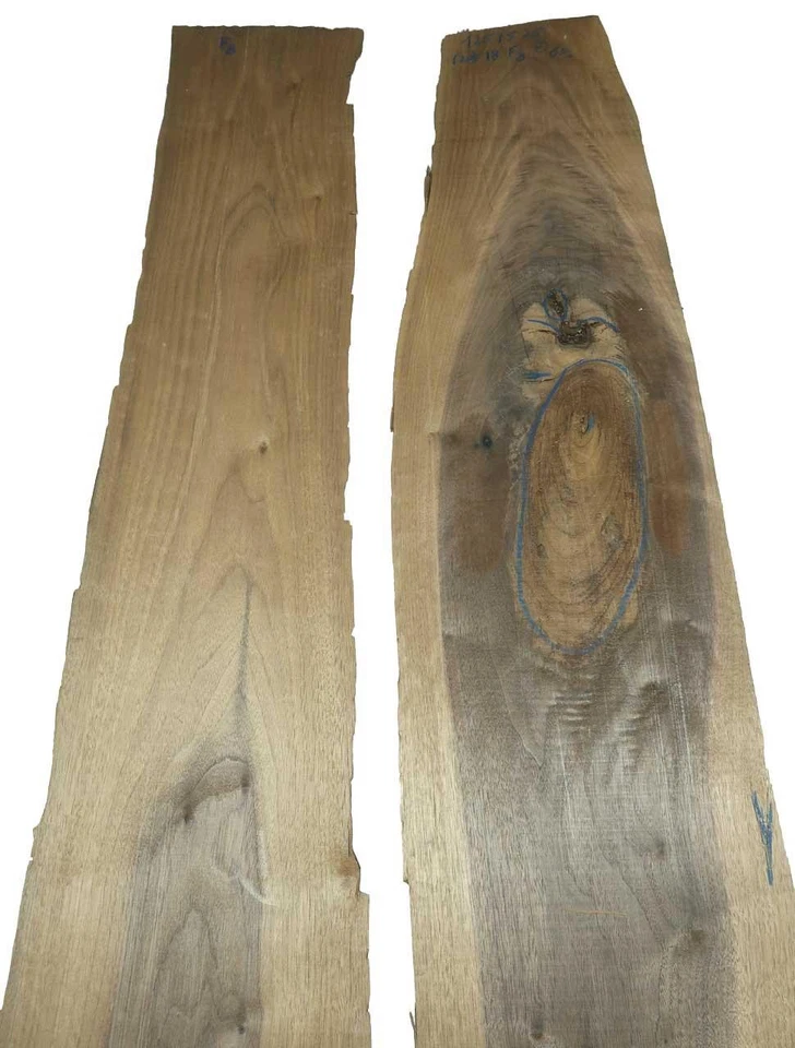 2x Walnussholz Nussbaumholz 125x15-25cm x 18mm #F8 - Bild 2 von 4