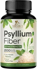 Psyllium Husk Capsules, Max Potency Dietary Fiber 1500mg, 100% Soluble Pills