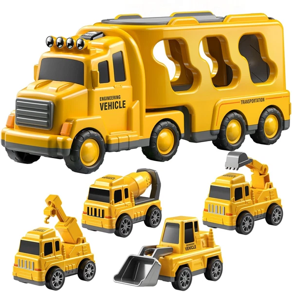 Temi Construction Truck Toys For 3-7 Years Old Boys - Kids Friction Po