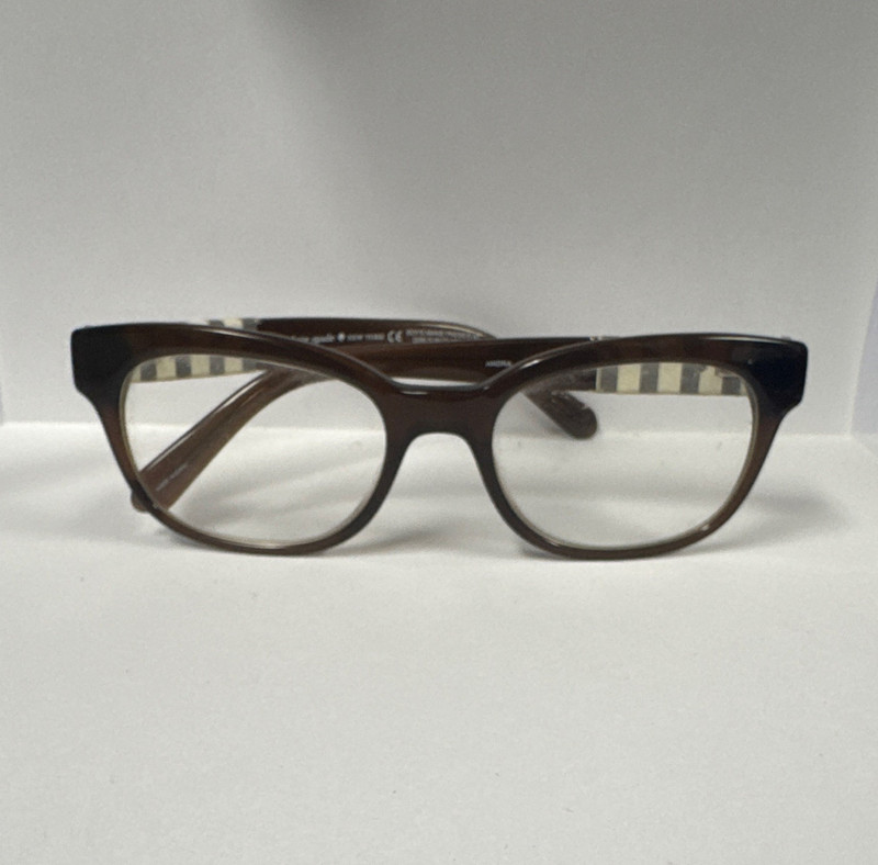 kate spade NEW YORK ANDRA OW07 Full Rim Striped Brown Plastic 52-17-135. #62