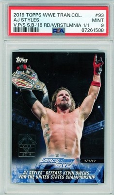2019 Topps WWE Transcendent AJ Styles VIP Silver Stamp 1/1 PSA 9 #93