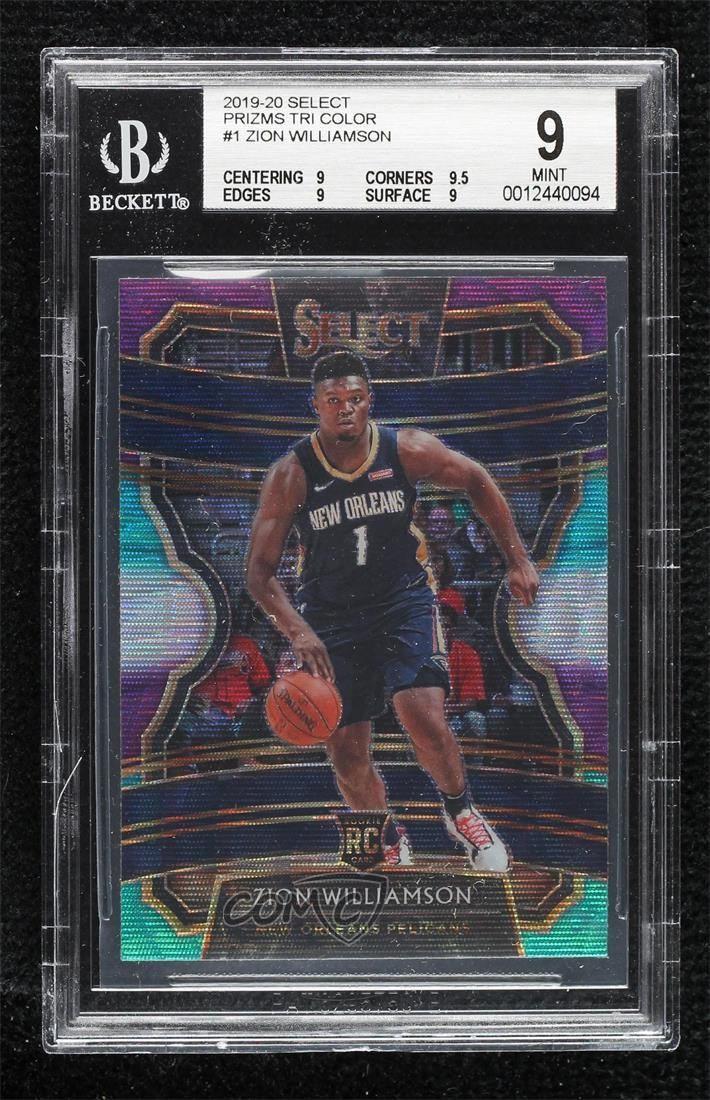 2019 Select Concourse Tri-Color Prizm Zion Williamson BGS 9 MINT Rookie RC 6fs
