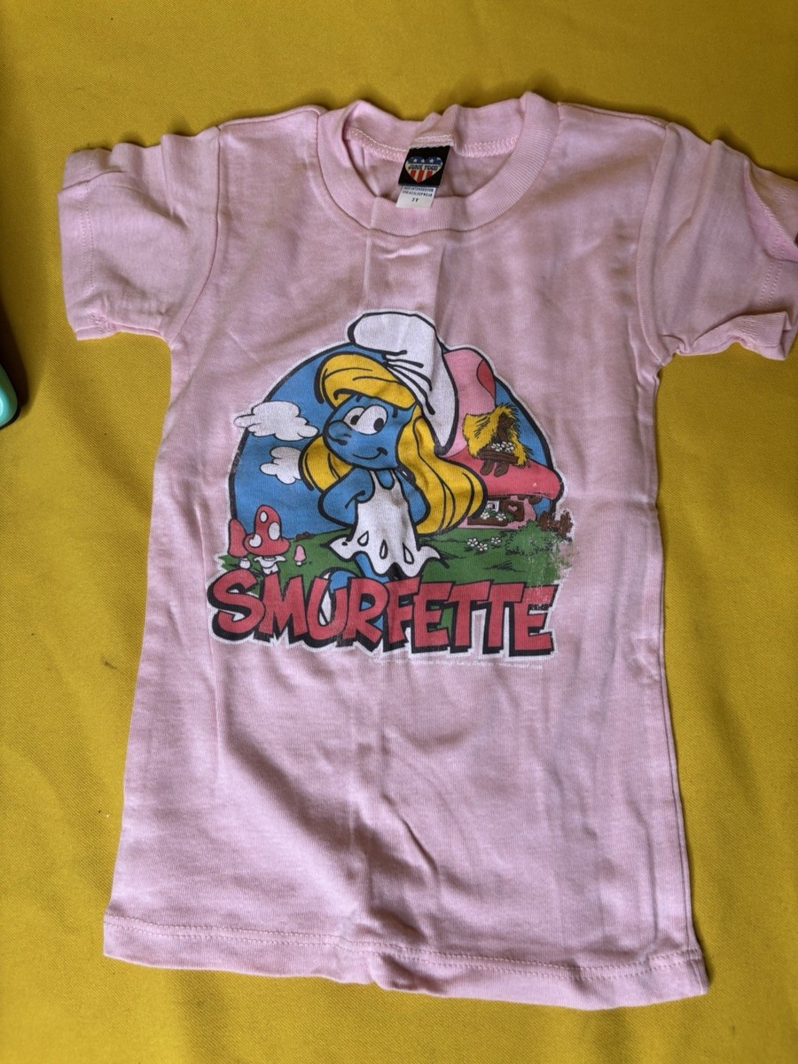 SMURFS Vintage Junk Food Smurfette T Shirt Size 2T Pink Graphic 