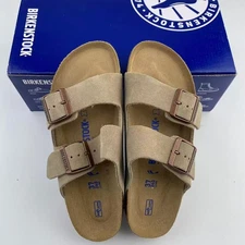 New Birkenstock Arizona Taupe Suede Soft Footbed Men's Women's Sandals EU 37-45