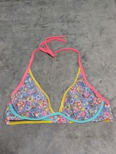 Victoria's Secret Swim 34D Paisley High Tie Halter Bikini Top Pink Floral
