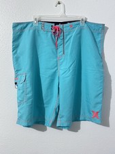 Hurley Mens Size 40 Green Bermuda Board Shorts Surf Summer Drawstring 10 Inseam