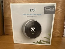 UK MODEL - STAINLESS STEEL GOOGLE NEST LEARNING THERMOSTAT 3RD GEN T3028GB