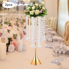 2 Pcs Crystal Flower Vase Stand Wedding Centerpieces Metal Flowers Rack Holder