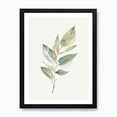 Uva Ursi Blatt minimalistisches Aquarell gerahmtes Wandbild Poster Leinwanddruck Bild