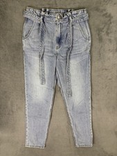 American Eagle Jeans Womens 4 Blue Light Wash Highest Rise Mom Relaxed Belted